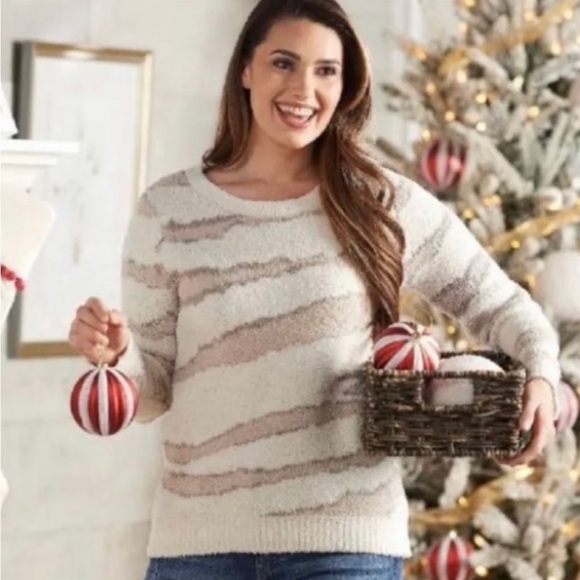 Women's Barefoot Dreams Cozychic Seaside Crew Neck Pullover - Size Large - Picture 2 of 5